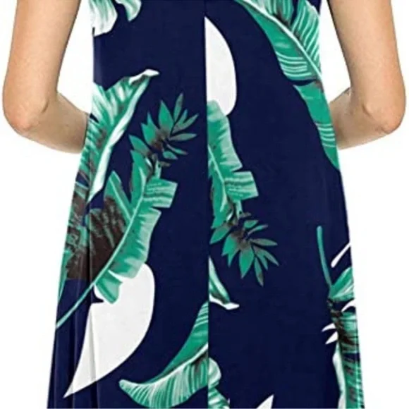 NWT!! Molerani Tropical Leaf Print Sleeveless Floral Swing Dress - Picture 4 of 11
